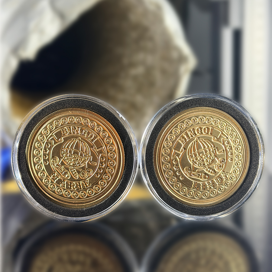 Custom designed brass challenge coin