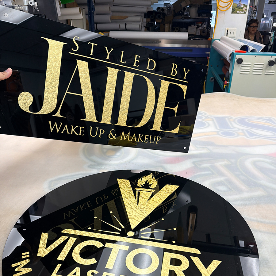 Laser engraved acrylic business signage