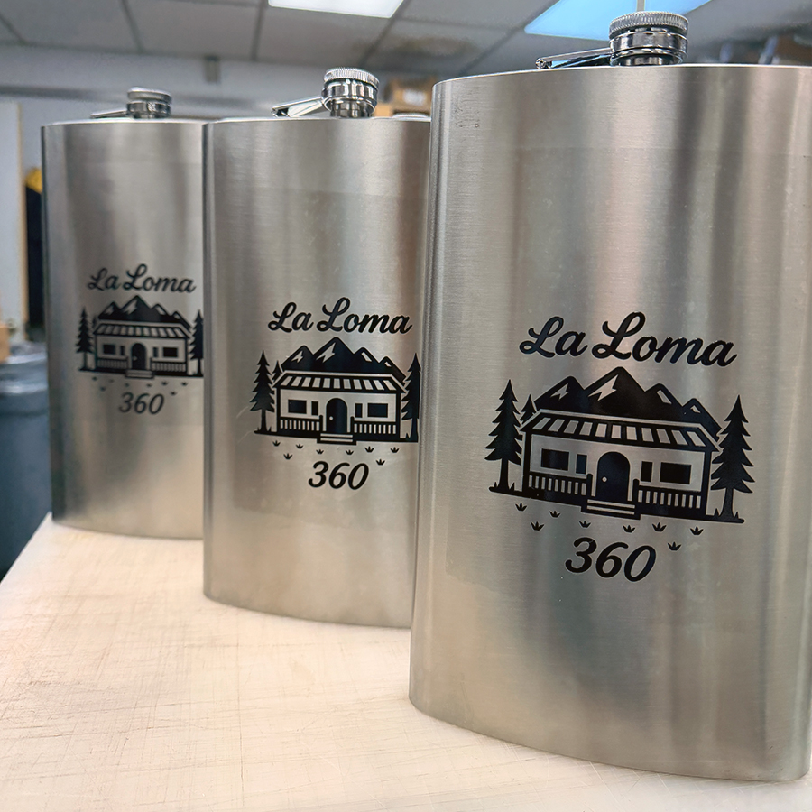 Custom engraved stainless steel flask